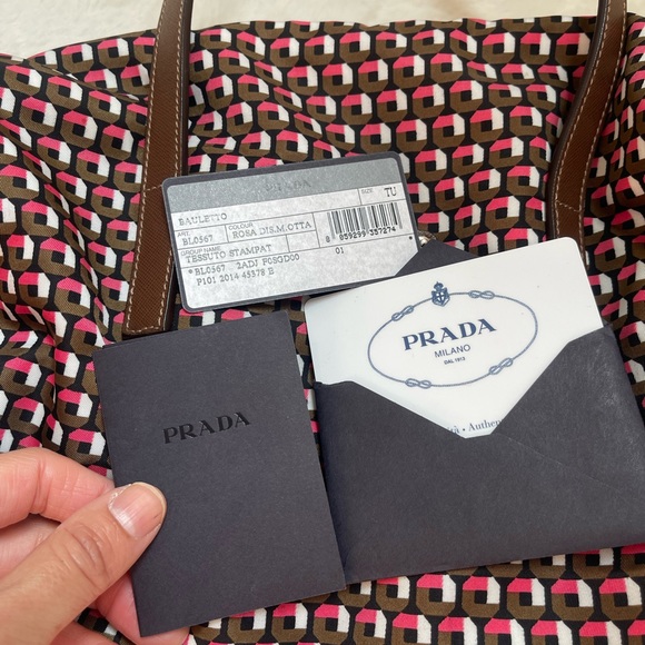 Prada Tessuto Stampat hand bag with leather shoulder strap - Picture 12 of 13